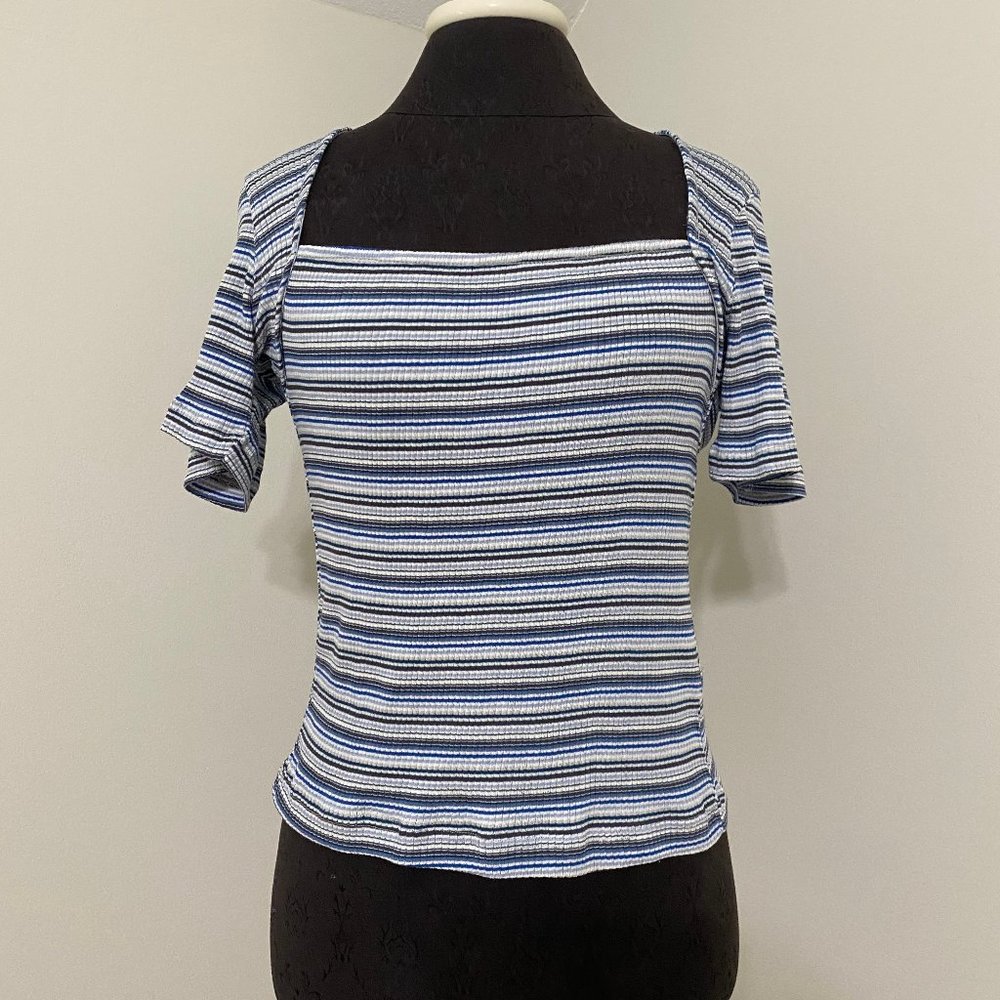 Free People Blue Striped Wild Tee Sz M